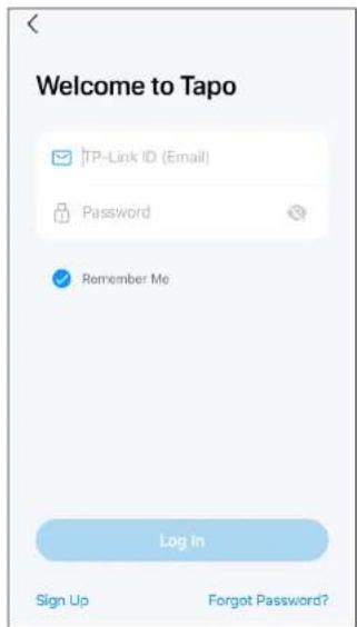 Welcome to Tapo TP-Link ID (Email) Password Remember Me Log In Sign Up Forgot Password?