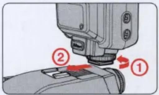 Diagram showing a camera setup with labeled parts and directional arrows indicating motion or movement.