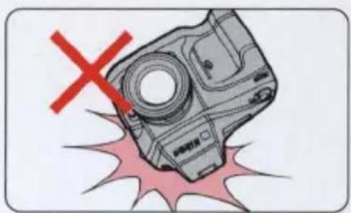 Diagram showing a device with a red X mark and a pink explosion effect, indicating a warning or hazard.