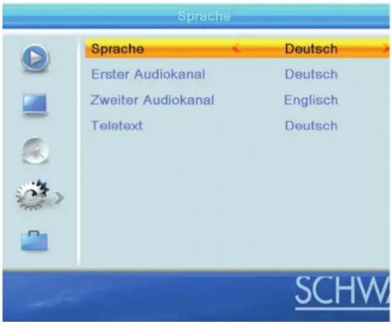 Sprache Sprache Deutsch Erster Audiokanal Deutsch Zweiter Audiokanal Englisch Teletext Deutsch