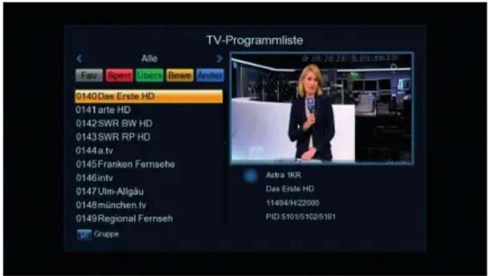 TV-Programmliste Alle Fav Sperr Übers Bewe Ander 0140 Das Erste HD 0141 arte HD 0142 SWR BW HD 0143 SWR RP HD 0144a.tv 0145 Franken Fernsehe 0146intv 0147 Ulm-Allgäu 0148 münchen.tv 0149 Regional Fernseh Gruppe Astra 1KR Das Erste HD 11494/H/22000 PID:5101/5102/5101