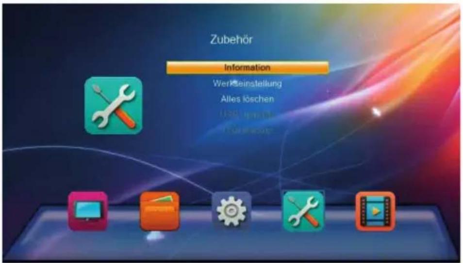 Zubehör Information Werkseinstellung Alles löschen USB flash USB flash
