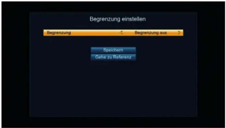 Begrenzung einstellen Begrenzung Begrenzung aus Speichern Gehe zu Referenz
