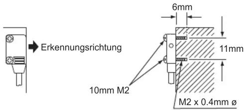 Erkennungsrichtung 6mm 10mm M2 11mm M2 x 0.4mm Ø
