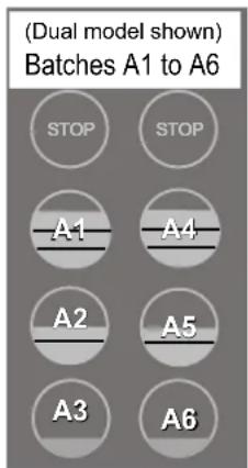 (Dual model shown) Batches A1 to A6 STOP A1 A4 A2 A5 A3 A6