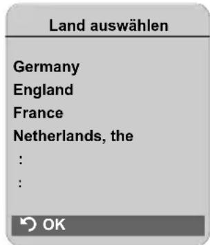 Land auswählen Germany England France Netherlands, the : : OK