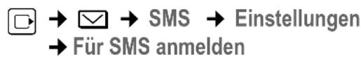 → SMS → Einstellungen → Für SMS anmelden