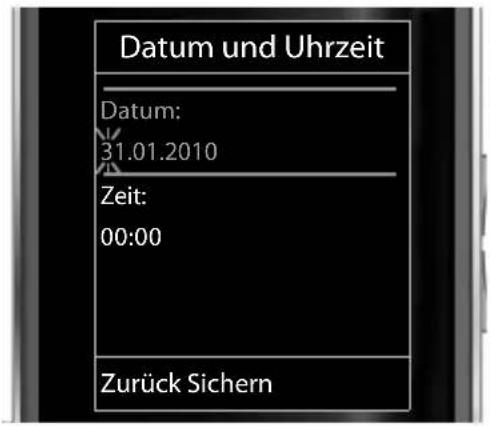 Datum und Uhrzeit Datum: 31.01.2010 Zeit: 00:00 Zurück Sichern
