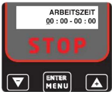 ARBEITSZEIT 00 : 00 - 00 : 00 STOP ENTER MENU