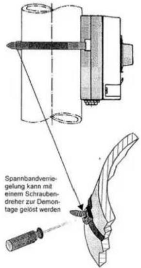 Spannbandverriegelung kann mit einem Schraubendreher zur Demontage gelöst werden