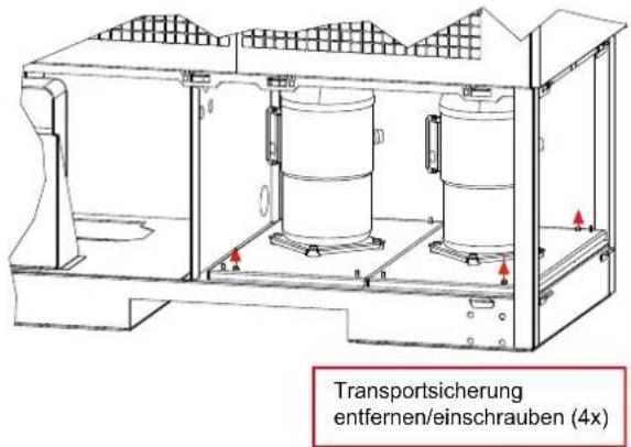 Transportsicherung entfernen/einschrauben (4x)