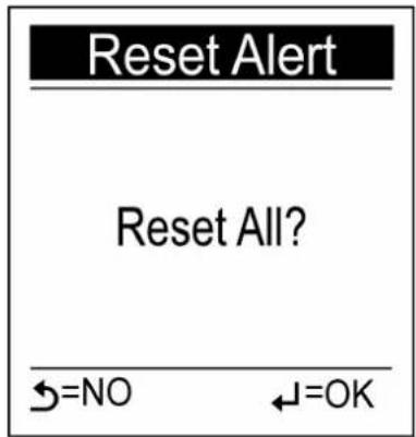 Reset Alert Reset All? ←=NO ←=OK