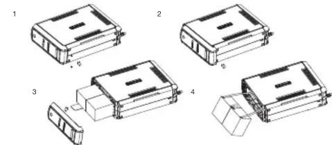 Technical line drawings of four different electronic component assemblies (no text or symbols)