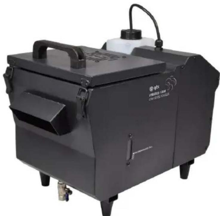Black industrial air purifier with control panel and spray bottle (no visible text or symbols)