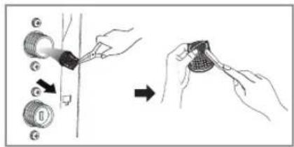 Diagram illustrating a step-by-step procedure for inserting a coin into a slot, with labeled parts and directional arrows.