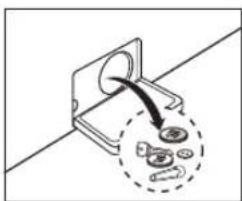 Diagram showing a mechanical assembly with a rotating component and a magnified view of parts, including a coin and others.