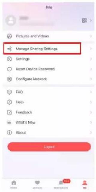 Me Pictures and Videos Manage Sharing Settings Settings Reset Device Password Configure Network FAQ Help Feedback What's New About Logout