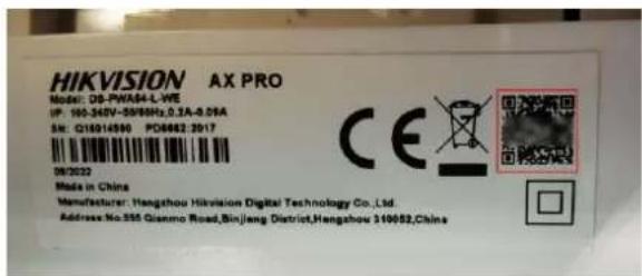 HIKVISION AX PRO Model: DB-PWA04-L-WE IP: 160-340V-50/8Hz,0.2A-0.59A SM: Q16016590 PD6662:2017 08/02/22 Made in China Manufacturer: Hangzhou Hivision Digital Technology Co.,Ltd. Address No:555 Qianmo Road,BinJiang District,Hangzhou 310052,China