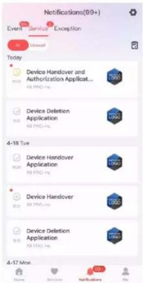Notifications(99+) Event Service Exception Today Device Handover and Authorization Applicat... FX PBO-mc Device Deletion Application FX PBO-mc 4-18 Tue Device Handover Application FX PBO-mc Device Handover FX PBO-mc Device Deletion Application FX PBO-mc 4-17 Mon