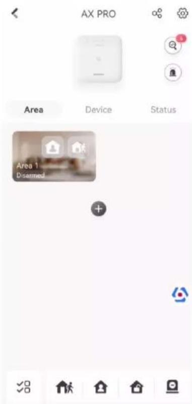 AX PRO Area Device Status Area 1 Disarmed