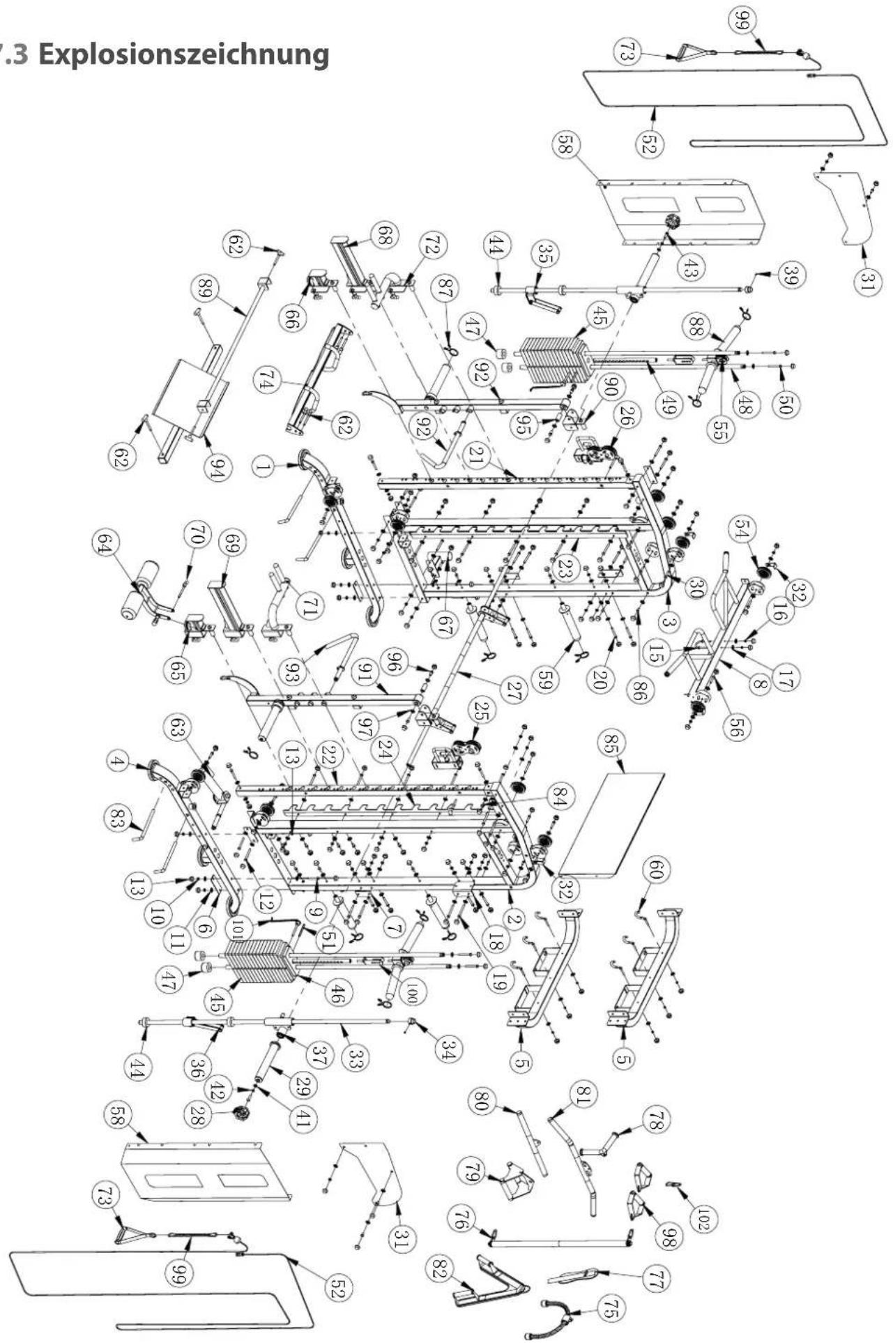 3.3 Explosionszeichnung 62 89 66 74 62 94 1 64 70 69 71 65 93 91 96 97 24 13 63 4 83 13 10 6 10 47 45 44 47 92 95 21 67 p 27 25 85 84 32 30 15 86 56 54 32 16 17 8 60 5 58 58 73 73 99 52 58 43 44 35 45 88 49 48 50 55 39 58 79 76 102 82 77 75