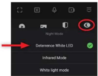 Night Mode Deterrence White LED Infrared Mode White light mode