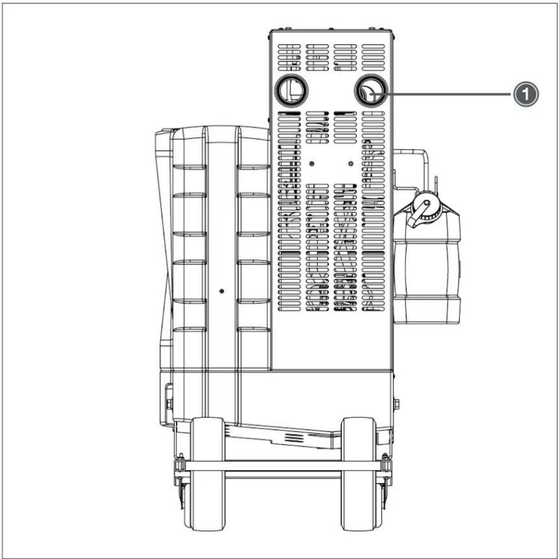Technical line drawing of a vehicle chassis with front and side views, no visible text or symbols