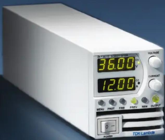 S 9C-12 0.36V~0.12A 36.00 CV V 12.00 CC A VOLTAGE CURRENT MENU PROT FINE PREV REM OUTPUT POWER TDK Lambda