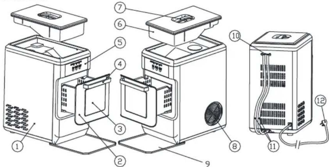 Technical diagram of a microwave oven system with numbered components for identification and assembly reference.