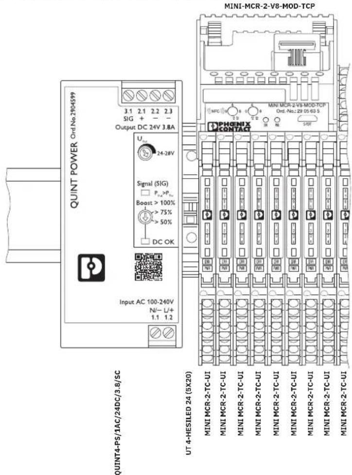 Phoenix Contact MINI MCR-2-RTD-UI - Beispiel für die direkte Einspeisung über ein Modul - 1