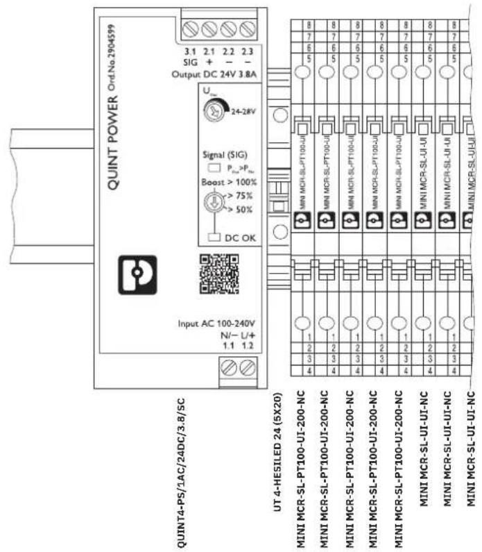 Phoenix Contact MINI MCR-2-RTD-UI - Beispiel für die direkte Einspeisung über ein Modul - 1