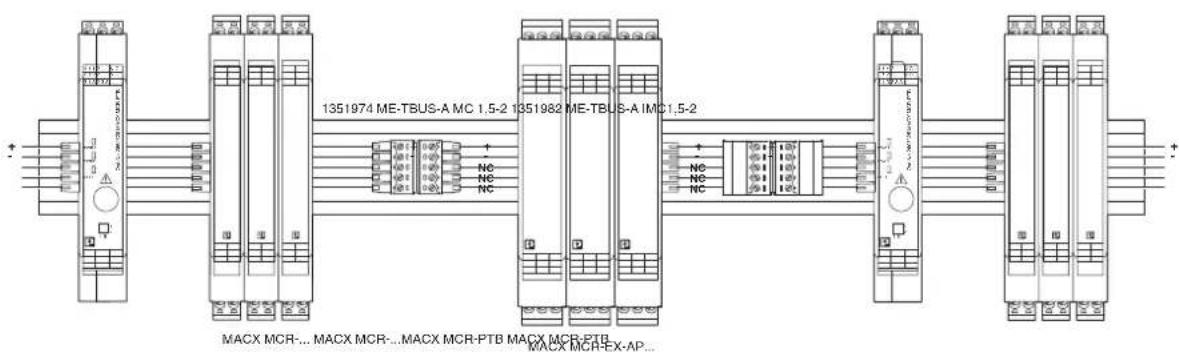 Phoenix Contact MINI MCR-2-RTD-UI - Einspeisung über Einspeisemodul MACX MCR(-EX)-AP mit Tragschienen-Busverbinder - 1