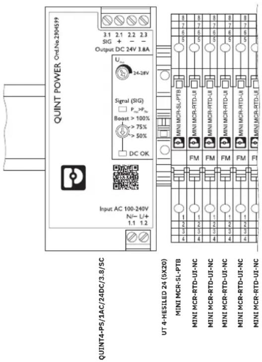 Phoenix Contact MINI MCR-2-RTD-UI - Beispiel für die Einspeisung über zwei Einspeiseklemmen MINI MCR-SL-PTB... - 1