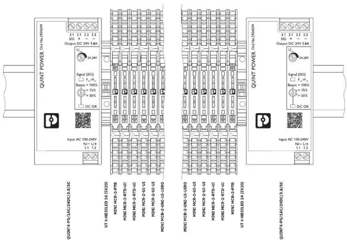 Phoenix Contact MINI MCR-2-RTD-UI - Beispiel für die Einspeisung über zwei Einspeiseklemmen MINI MCR-2-PTB... - 1