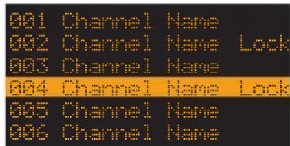 001 Channel Name 002 Channel Name Lock 003 Channel Name 004 Channel Name Lock 005 Channel Name 006 Channel Name