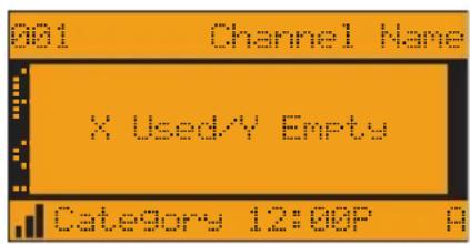 001 Channel Name X Used/Y Empty Category 12:00P A