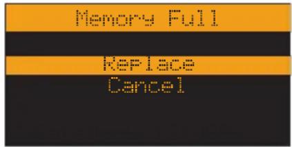 Memory Full Replace Cancel