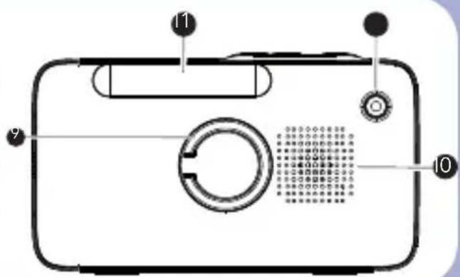 Diagram of a device with numbered components and a central circular component, likely for labeling or assembly.