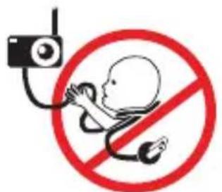 Safety warning symbol for infant care with a stethoscope and no sign