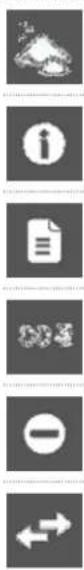 Vertical sequence of gray icons representing information, document, workflow, and directional arrows