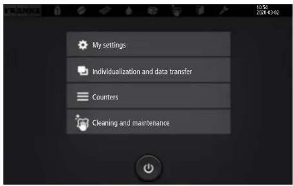 My settings Individualization and data transfer Counters Cleaning and maintenance