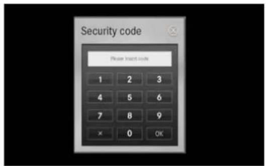 Security code Please insert code 1 2 3 4 5 6 7 8 9 × 0 OK