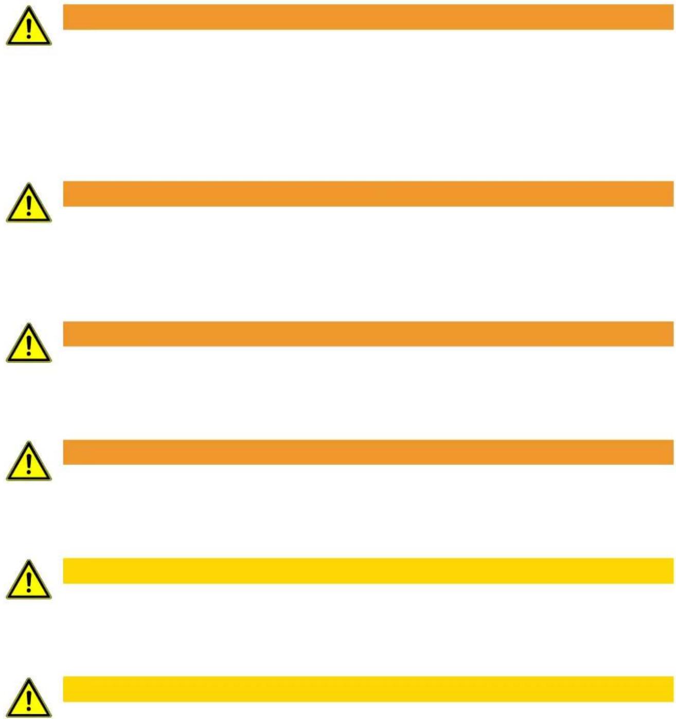 Warning sign with yellow warning symbols and orange horizontal bars, indicating no errors or failures.