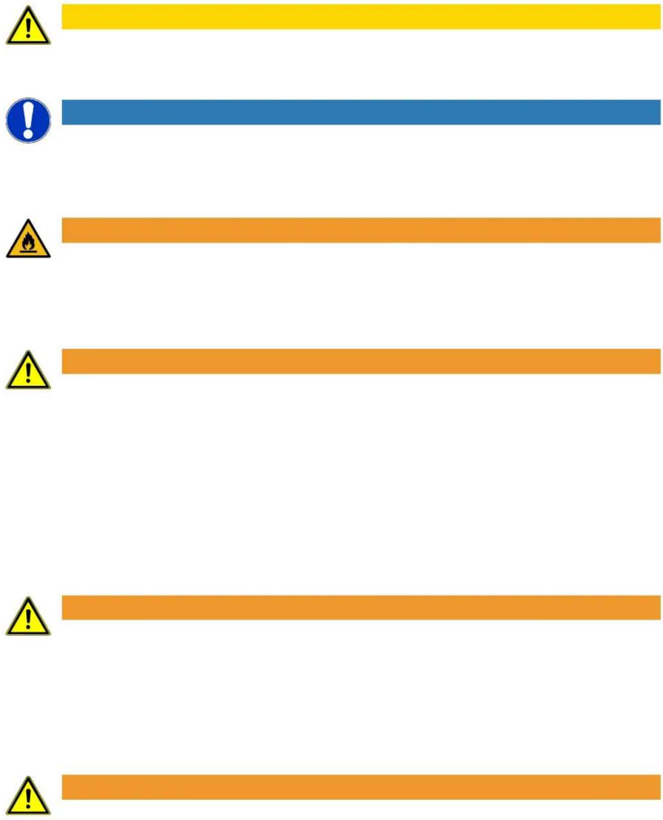 Warning sign with warning symbols and colored bars, including yellow, blue, orange, and yellow warning labels