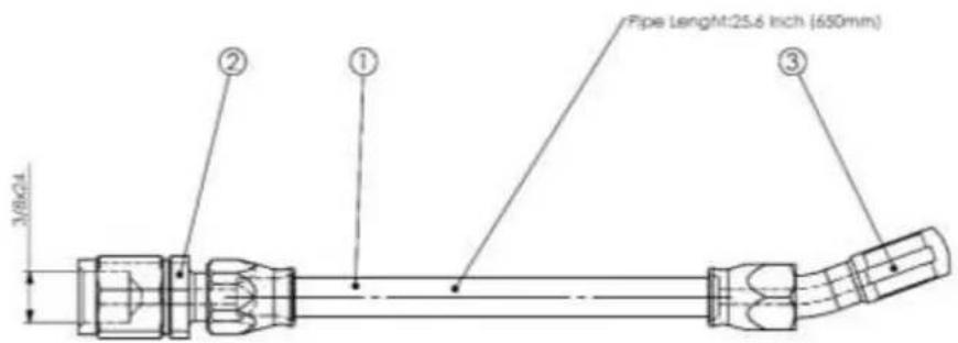 3/8x24 ② ① Pipe LengMt:25.6 inch (650mm) ③