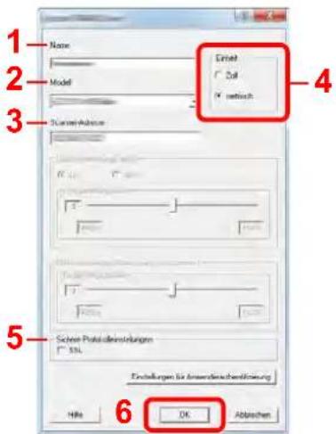 1 Name 2 Model 3 Strain-Advance 4 Ernst ✓ Call ✓ Insetch 5 Scheer Postkostenstellungen ™ SSL 6 Einstellungen für Anwendungsbereinigung Hills DK Abbrachten