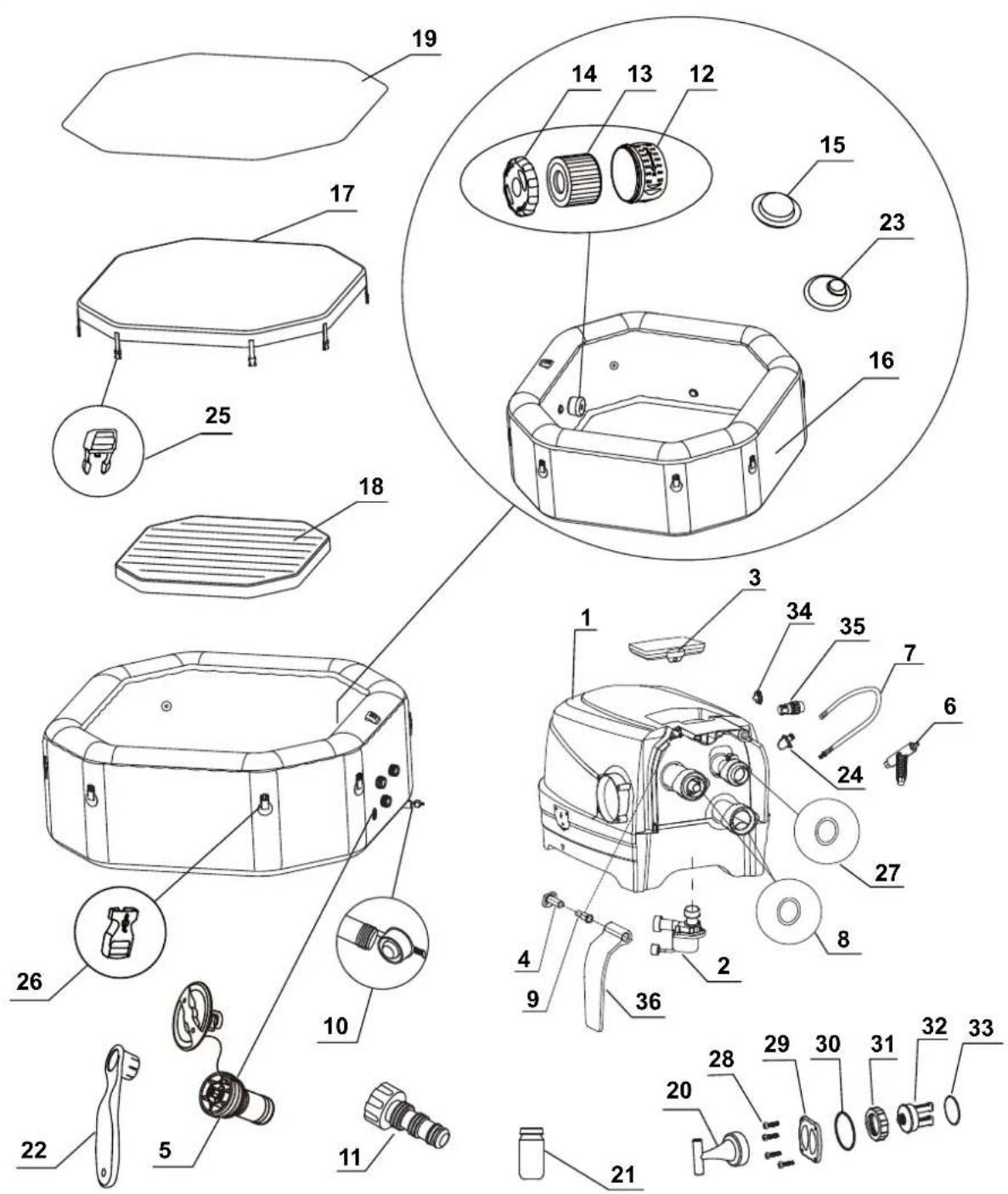 INTEX PureSpa SC-WF20 - TEILERREFERENZ - 1