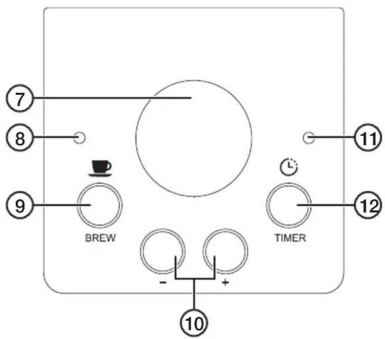 ⑦ ⑧ ⑨ BREW - + 10 TIMER ⑪ ⑫