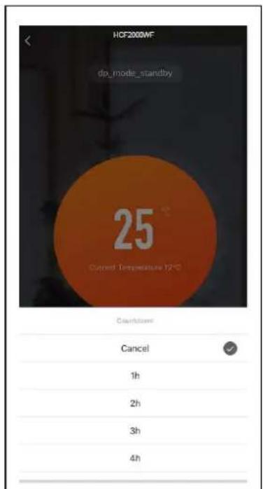 HCF2000WF dp_mode_standby 25°C Current Temperature 12°C Countdown Cancel 1h 2h 3h 4h