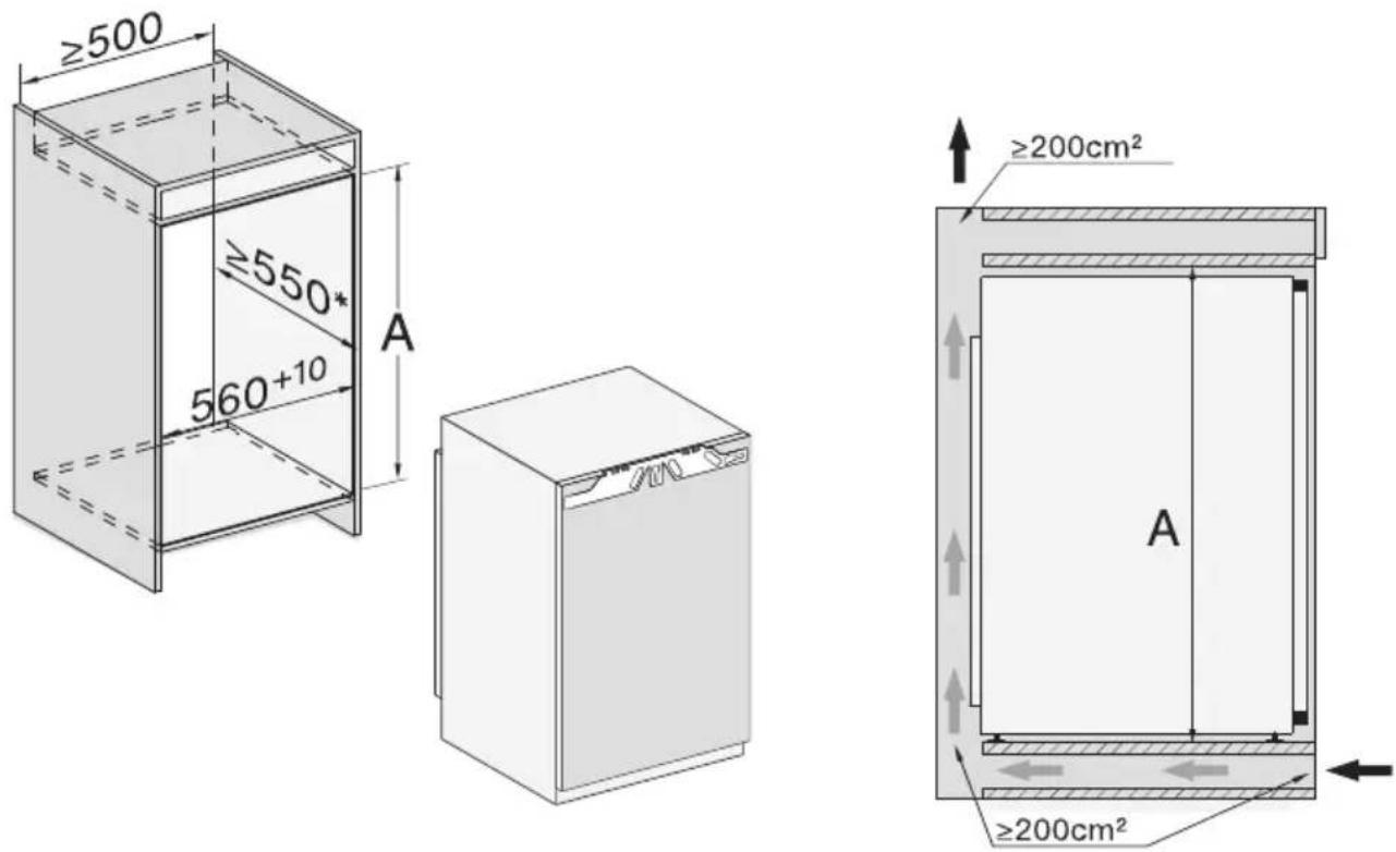 MIELE FNS 7040 C - Einbau in einen Hochschrank/Seitenansicht - 1